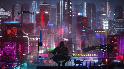 Cyberpunk Night City theme for Facebook