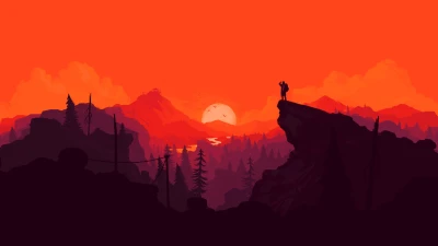 Orange minimalist mountain landscape theme for Facebook