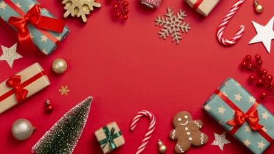 Christmas holidays red background theme for Facebook